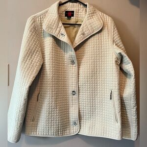 Gallery size M light yellow green or chartreuse quilted jacket unique closures